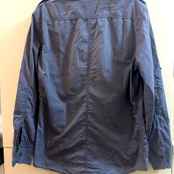 Set Of 2 Shirts Mens MICHAEL BRANDON / AMERICAN RAG SZ M Gray Denim Long Sleeves - Picture 7 of 11